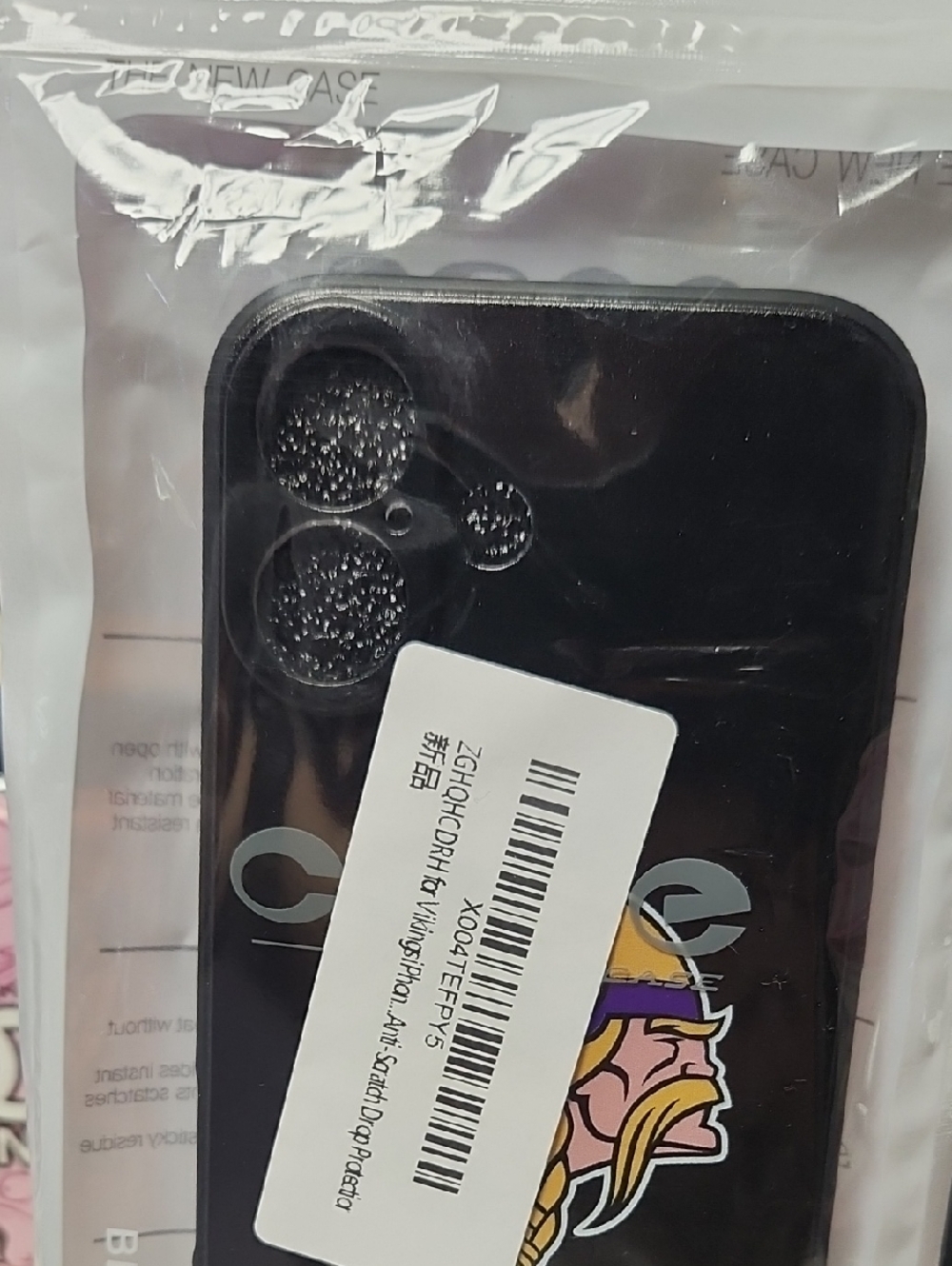 Black Smartphone Case with Viking Sticker Iphone 16